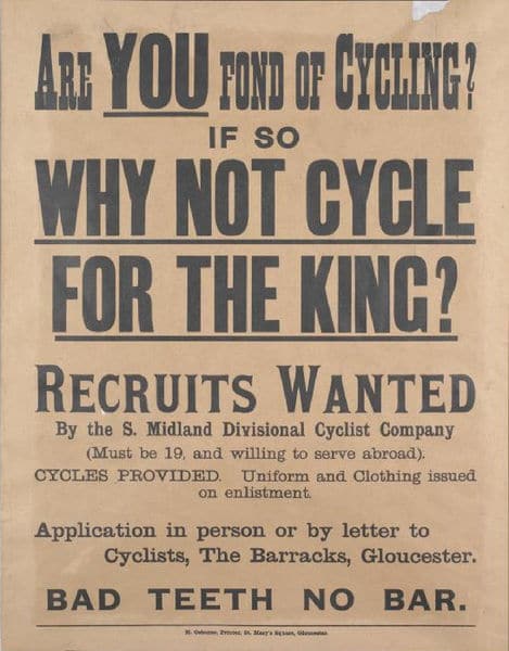 British_Army_cyclists_recruiting_poster_WWI