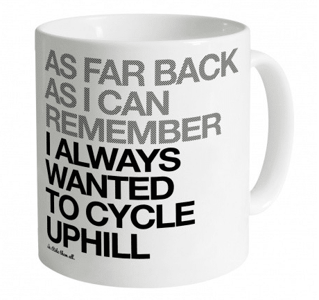 cycling uphill mug